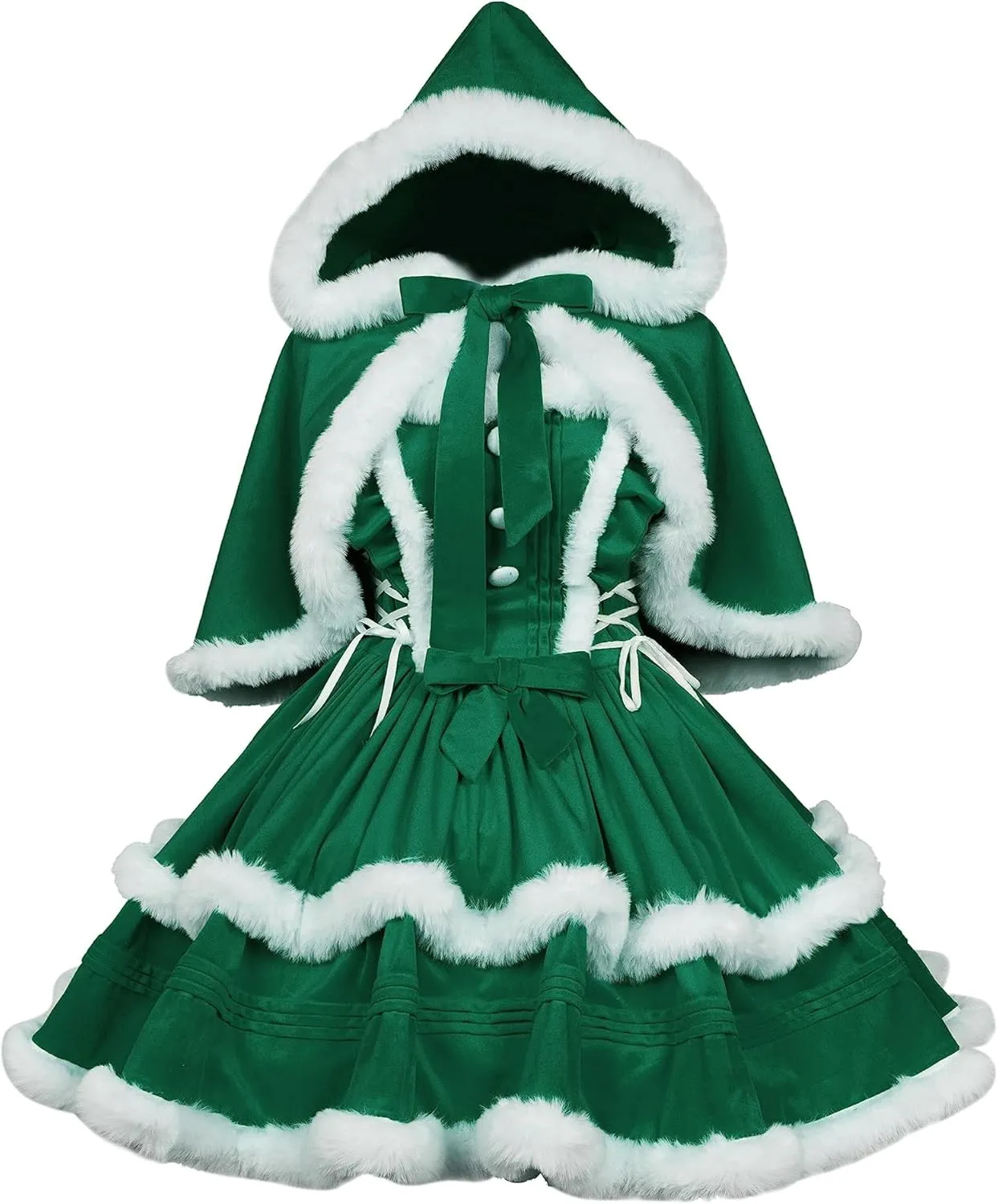 ZZEQYG Christmas Dresses for Women Solid Color Fashion Warm Halter Dress Suit with Cloak
