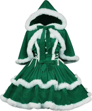 ZZEQYG Christmas Dresses for Women Solid Color Fashion Warm Halter Dress Suit with Cloak